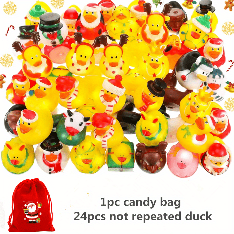 24pcs Christmas Advent Calendar Animals Toy Rubber Ducks Christmas Countdown