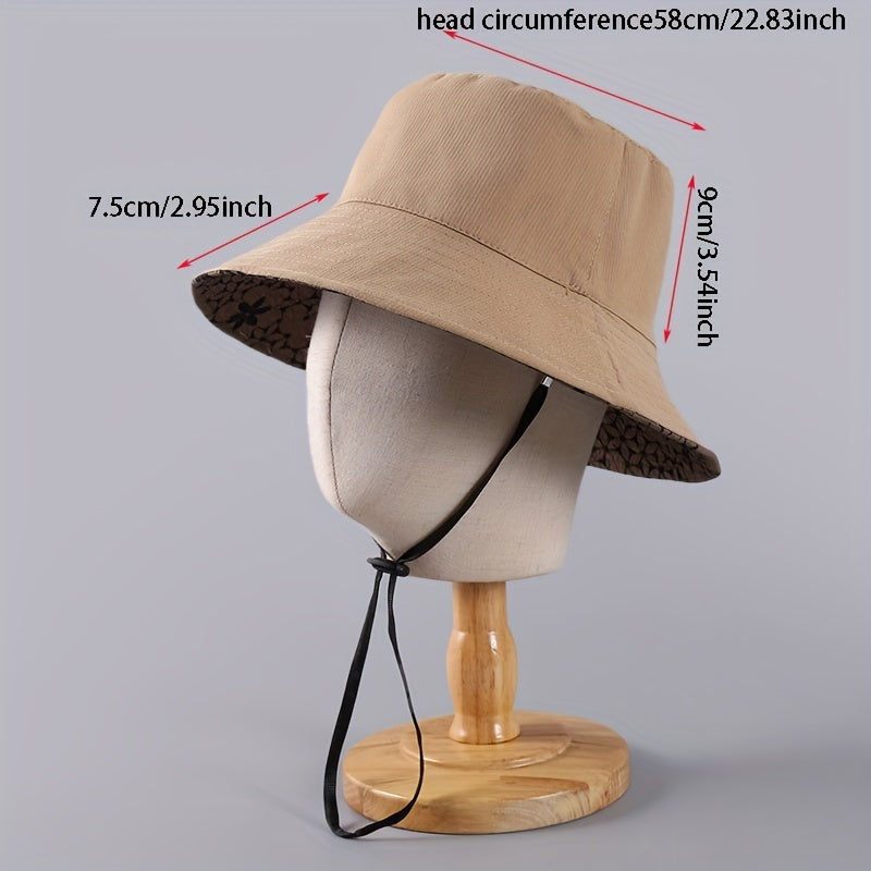 Flower Print Reversible Bucket Hat Lightweight Sunshade Fisherman