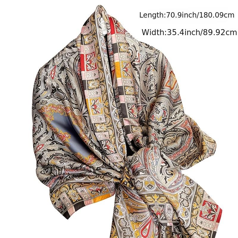 Paisley Print Silk Scarf Outdoor Sunscreen Shawl Head Wrap Hijab