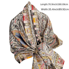 Paisley Print Silk Scarf Outdoor Sunscreen Shawl Head Wrap Hijab
