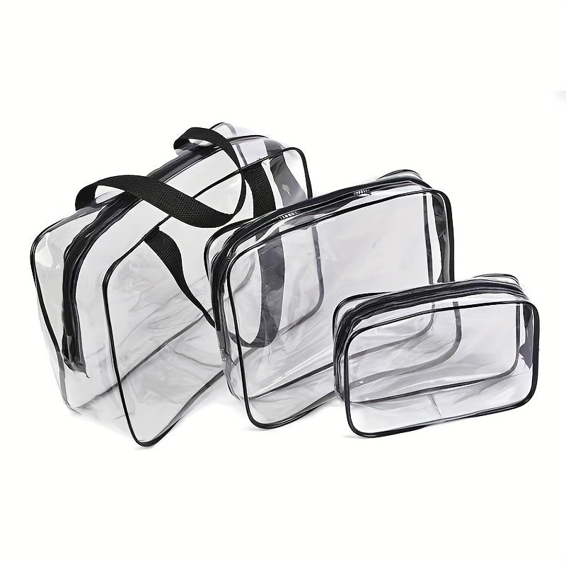 3pcs PVC Transparent Cosmetic Bag Travel Storage Bag Set