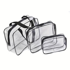 3pcs PVC Transparent Cosmetic Bag Travel Storage Bag Set