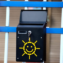 Small Sun Style Mail Box Metal Wall Mount Lockable Outdoor Home Storage