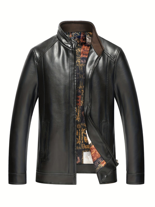 Men's PU Zip Up Faux Leather Jacket