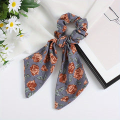 Vintage Floral Print Scarf Scrunchies Hair Tie Large Hair Rope Hair Ring