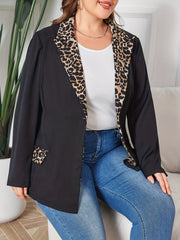 Colorblock Leopard Print Blazer
