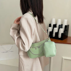 2Pcs Women Butterfly Chain Shoulder Bags Casual Underarm Bag Ladies Handbags