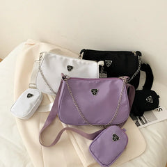 2Pcs Retro Women Crossbody Bags High Square Solid Bags Handbags