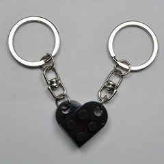 Love Heart Brick Keychain Set For Couples Friendship Heart KeyRing