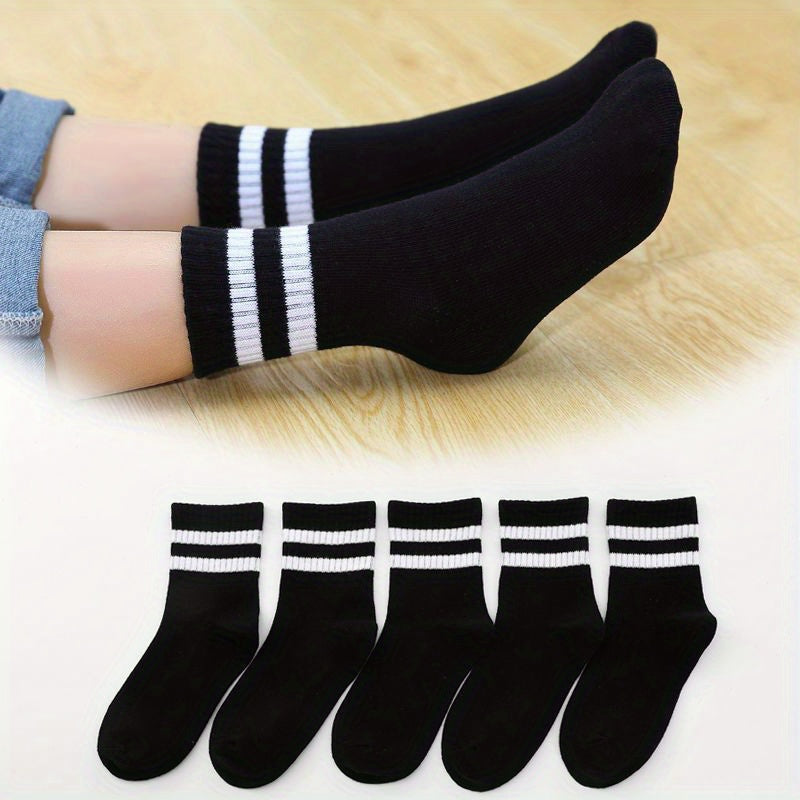 5 Pairs Striped Knit Socks for Boys and Girls