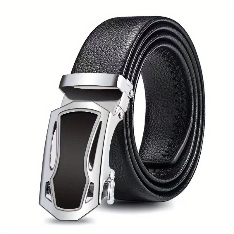Men's Automatic Buckle Belt PU Leather Business Suit Waist Strap