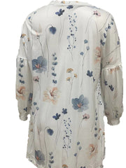 Floral Print Lantern Sleeve Cardigan