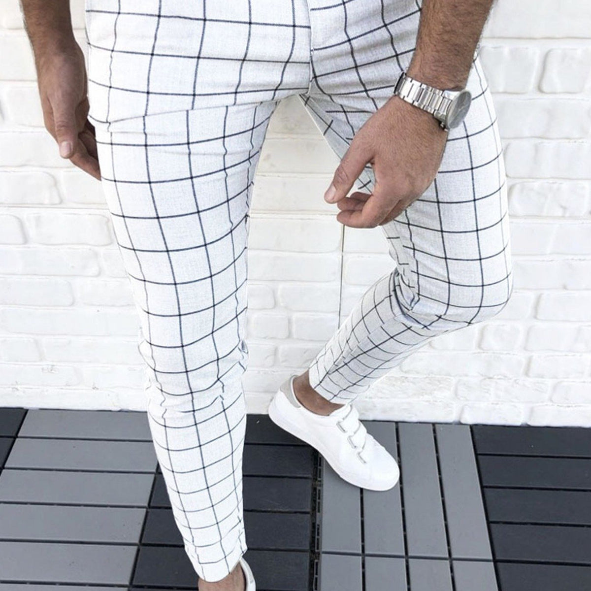 Men's Checkered Slim Fit Pants