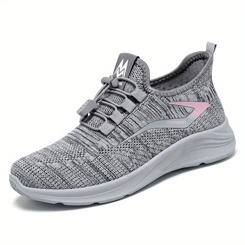 Women's Mesh Panel Flatform Sneakers Lace Up Low Round Toe Breathable Shoes