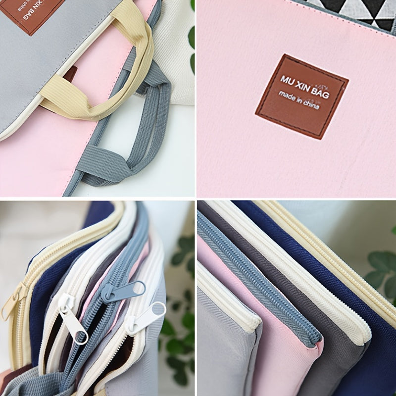 Canvas Zipper Pouch A4 Document Bag Large Capacity Business Briefcase