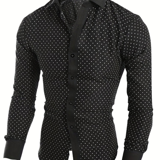Polka Dot Graphic Print Men's Casual Lapel Shirt