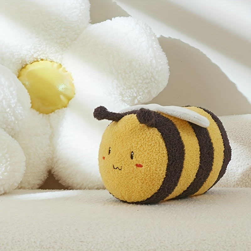 Flower Bee Plush Soft Fluffy Plush Vibrant Yellow Accents Home Decor