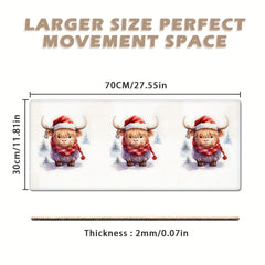 Christmas Cow Art Poster Mouse Pad, Non Slip, Game Pad