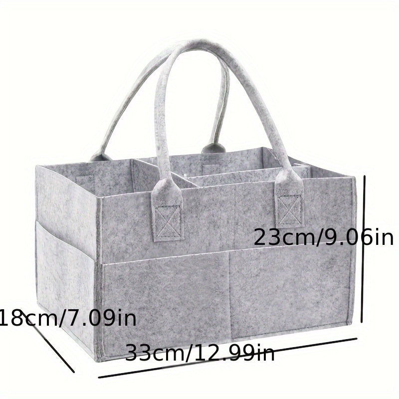 Gray Felt Diaper Caddy Organizer with 8 Pockets