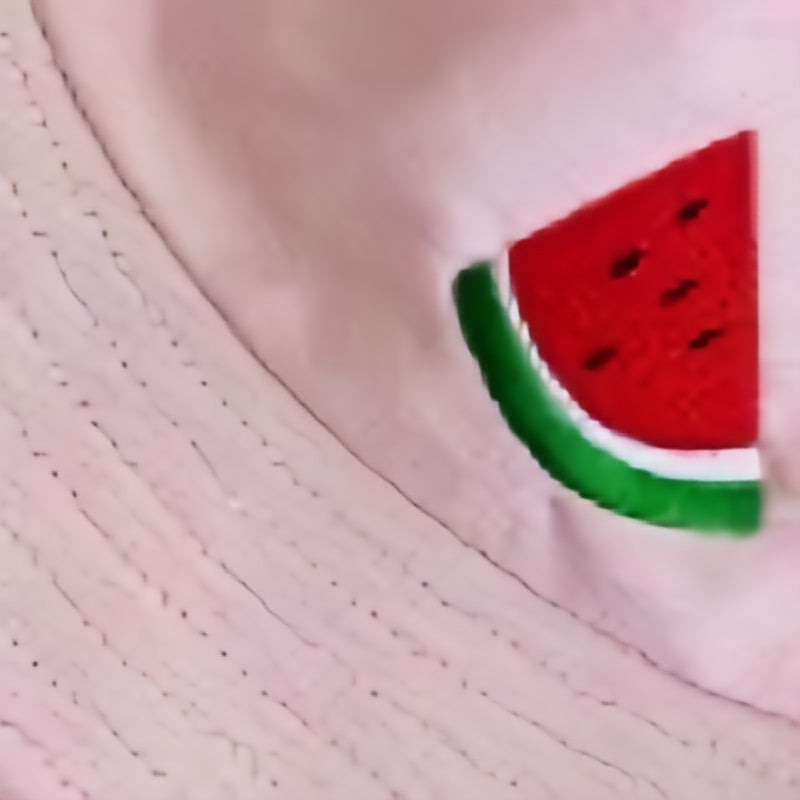 Watermelon Embroidery Bucket Hat Cartoon Pink Basin Hat