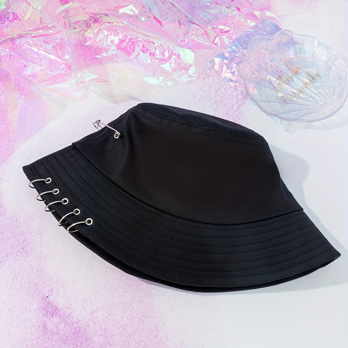 Punk Fisherman Cap Hip Hop Solid Casual Bucket Hat Unisex Sun Hat