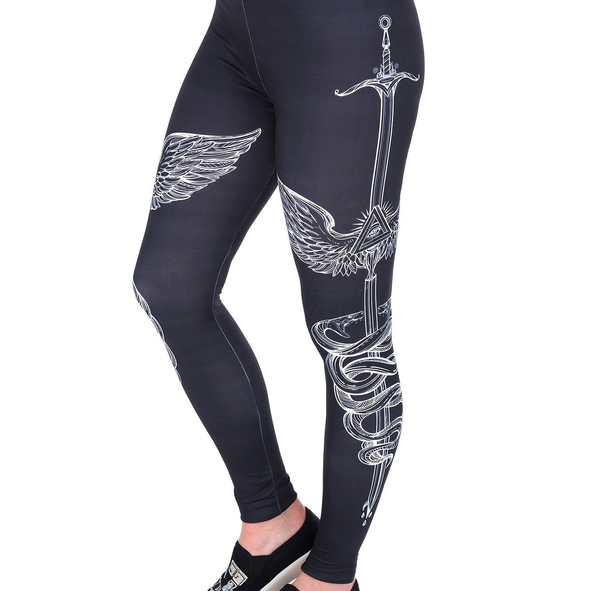 Sword Print High Waist Leggings Sports Stretchy Skinny Leggings