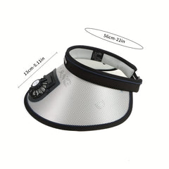 Stripe Print Fan Visor Hat Wide Brim Summer Sun Hat