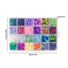 24pcs Colorful Loose Sequins Cups Set With Box For Crafts
