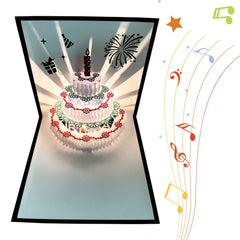 3D Birthday Cards LED Light Birthday Cake Greeting Cards