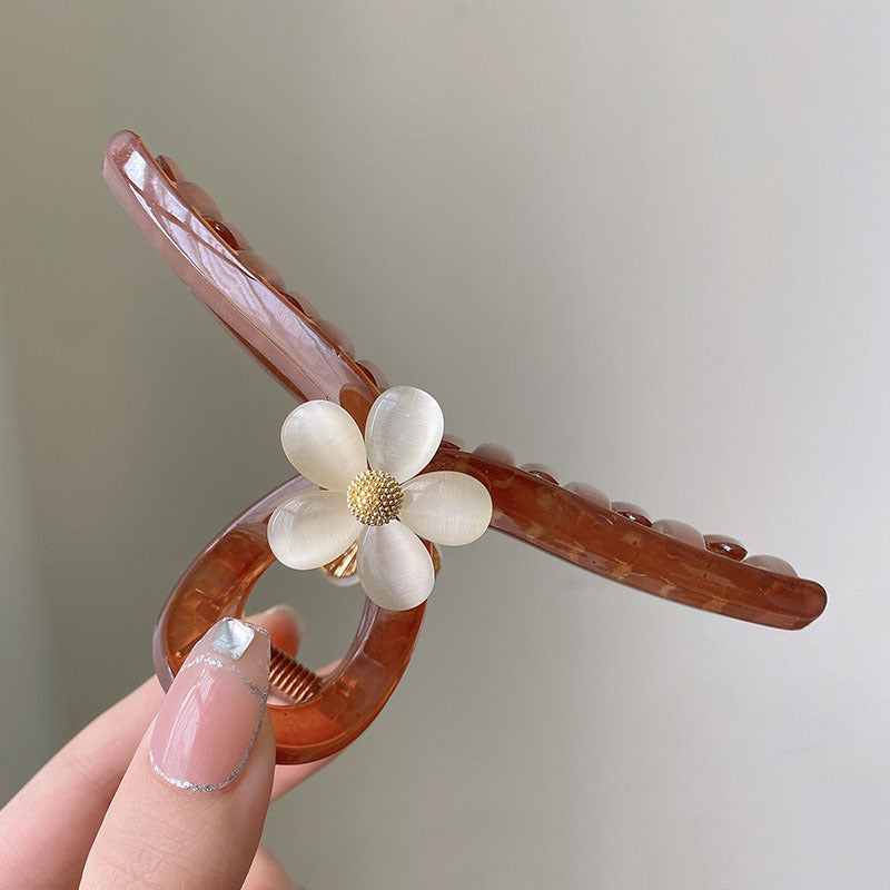 Cat Eye Stone Flower Hair Grab Clip Hair Claw Clip Hairpin