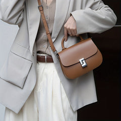 Large Capacity Women's Casual Handbag Two Tone Brown & Beige