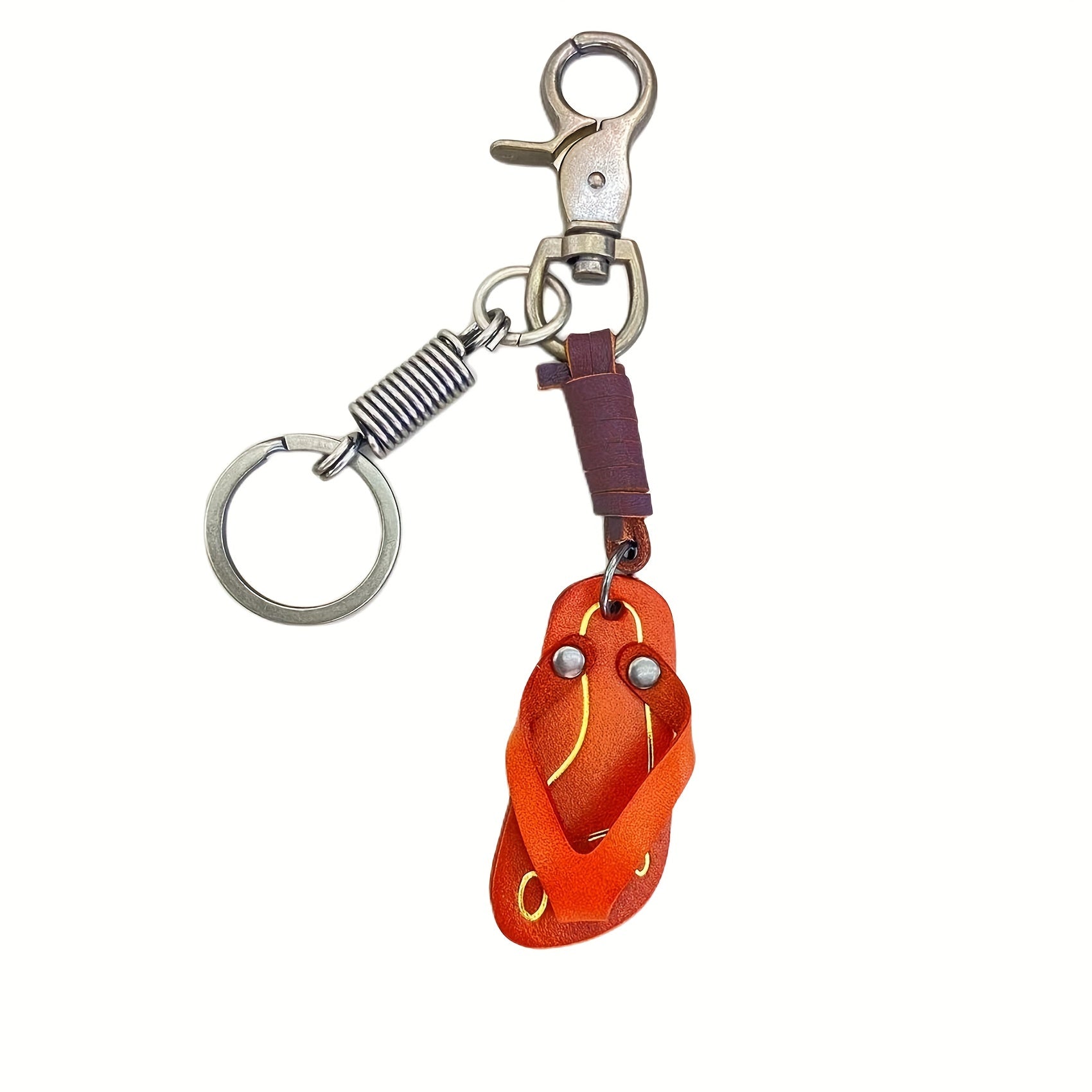 Retro Slipper Keychain Vintage PU Leather Bag Charm Car Ornament Friends Gift