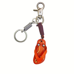 Retro Slipper Keychain Vintage PU Leather Bag Charm Car Ornament Friends Gift