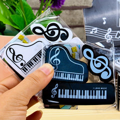 3pcs Note & Piano Eraser Pack, Portable Pencil Eraser for Students
