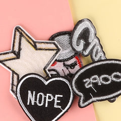 5pcs Girls Star Letter Embroidered Badge DIY Decorative Accessories for Clothes