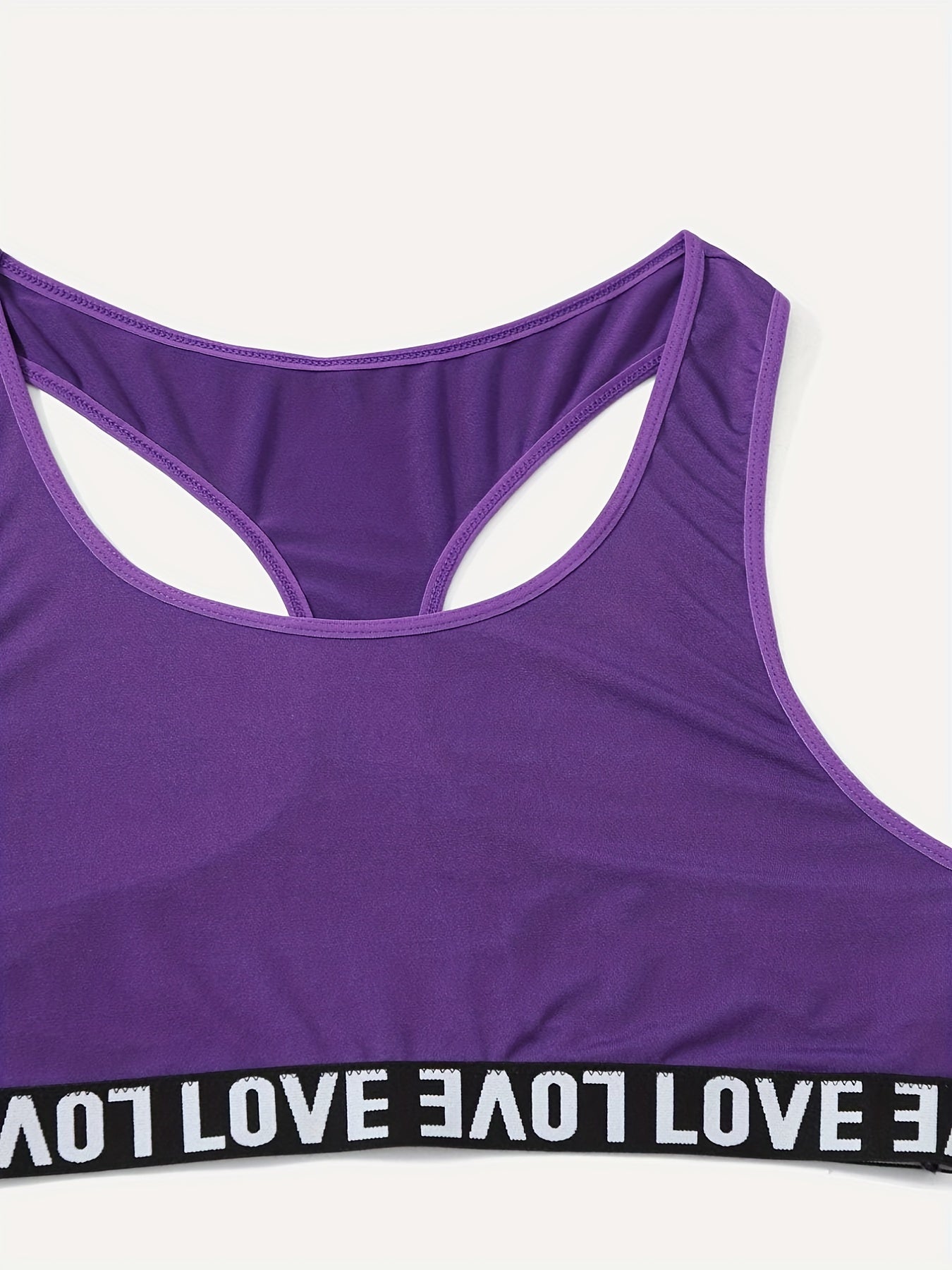  Casual Lingerie Set: Letter Tape Racer Back Bra & Underwear