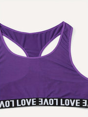  Casual Lingerie Set: Letter Tape Racer Back Bra & Underwear