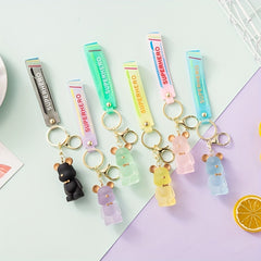 Crystal Bow Knot Bear Keychain Car Key Accessories Couple Bag Pendant