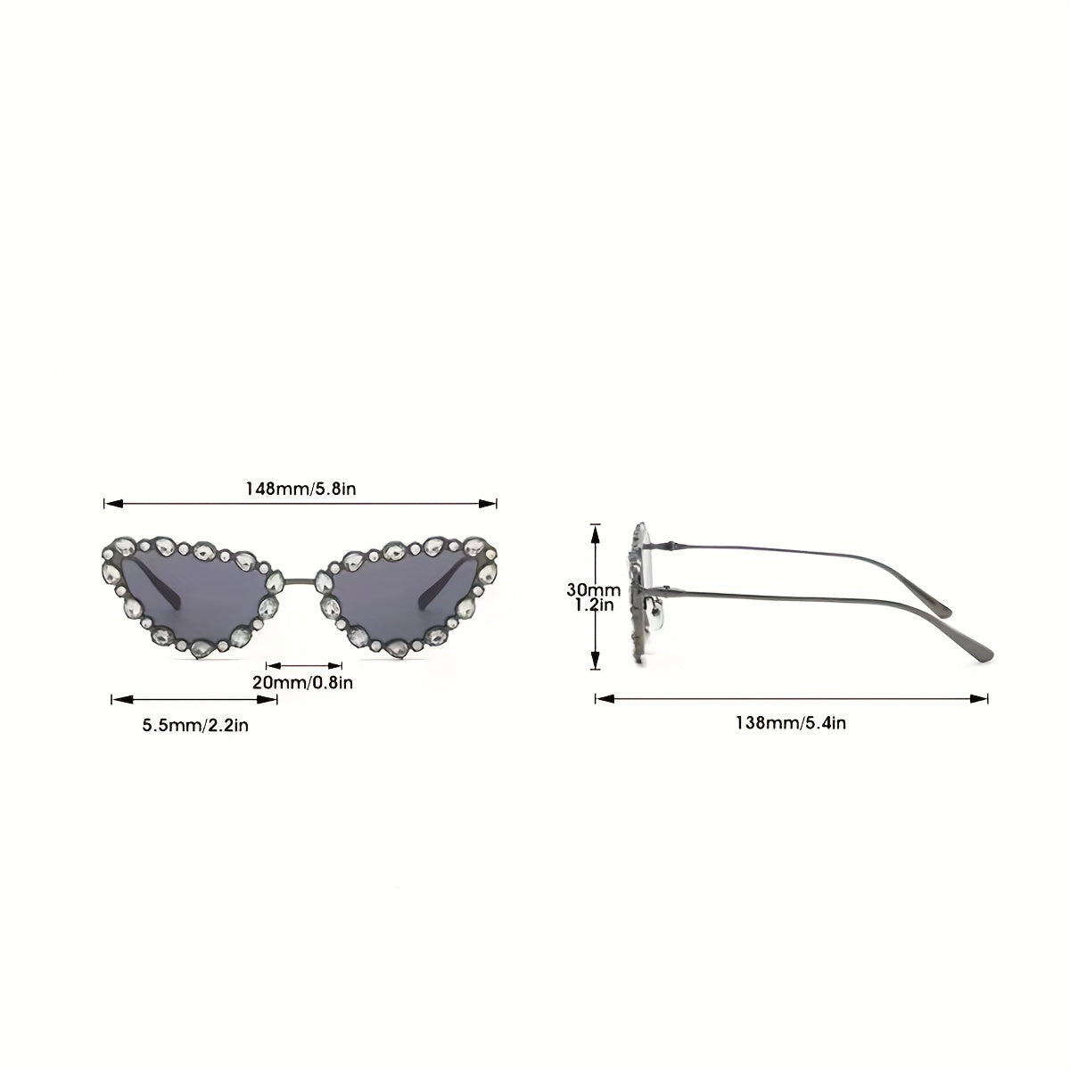 Rhinestone Stubbed Sunglasses for Sun Protection