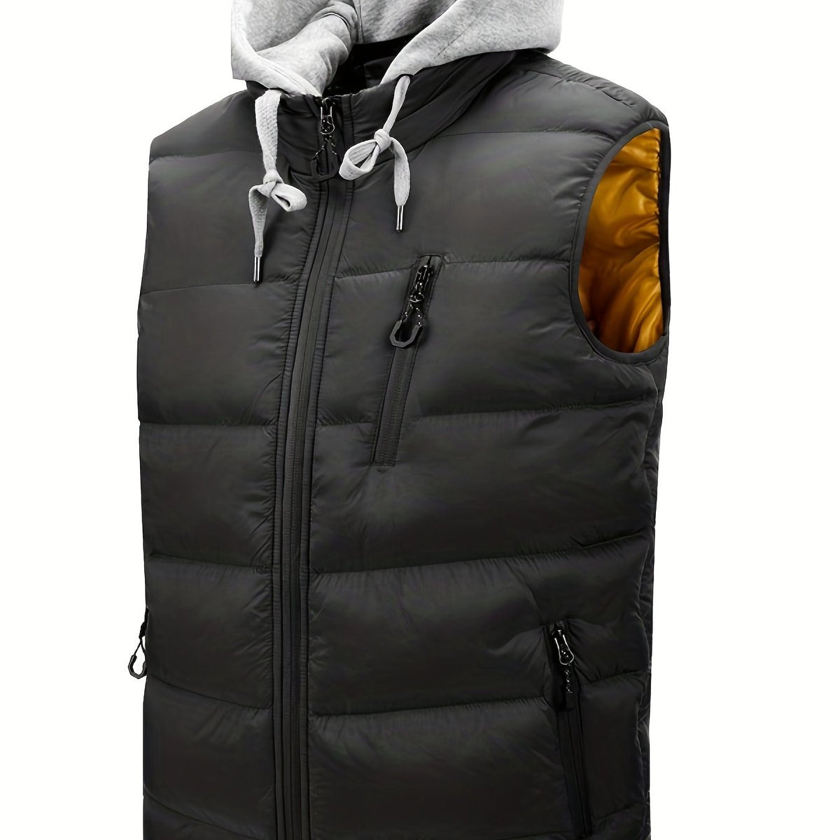 Men's Hooded Winter Vest Zip Up Casual Zipper Pockets