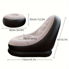 Portable Inflatable Single Sofa Set PVC Flocking Comfortable Lazy Sofa