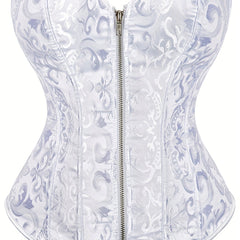 Strapless Zipper Corset Bustier Tummy Control Lace Up Jacquard Shaper