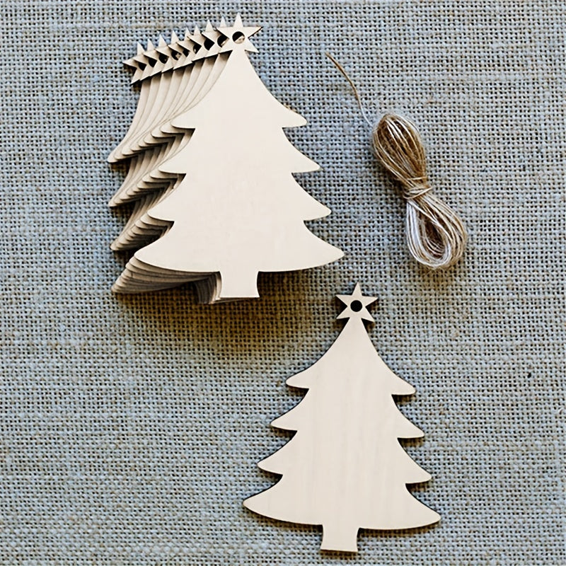 10pcs Christmas Tree Chips Decor Arts And Crafts Wooden Slice Nativity Craft