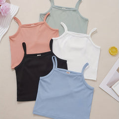 5pcs Toddler Girls Cami Top Solid Sleeveless Stretchy Tank Top