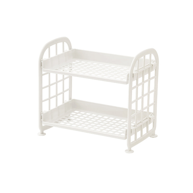 2 Tier Desktop Stationery Rack Storage Holder Plastic Shelf Makeup Organizer