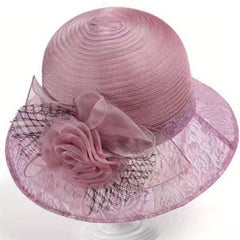Breathable Organza Sun Hat with Flower Decor Mesh Bucket Hats