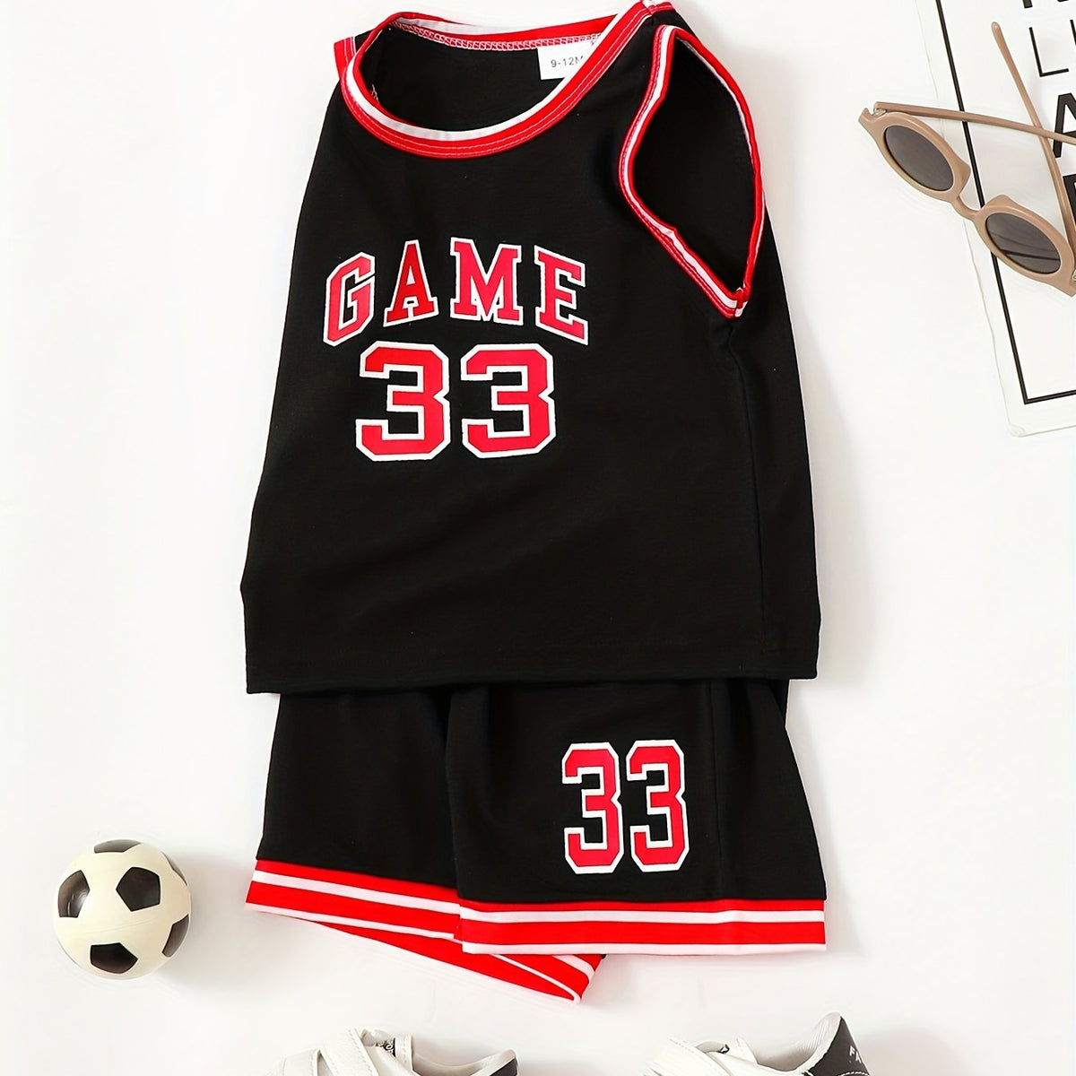 Toddler Kid Basketball Jersey Outfit Game 83 Tank Top Track Shorts Set