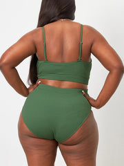  Ribbed Knit Bra & High Rise Panty Swimsuit Set