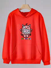 Girls Monster Pattern Hooded Sweatshirt Long Sleeve Comfy Pullover