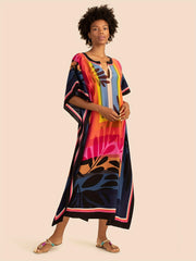  Colorblock Floral Maxi Cover Up